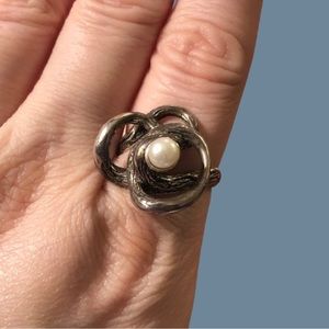 Vintage stamped 925 sterling silver high profile organic textured fairycore